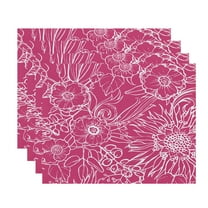 Simply Daisy, 18 x 14 inch, Zentangle 4, Floral Print Placemat (Set of 4), Pink