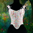 thumbnail image 7 of Vintage Floral Corset Tops for Women Tie Shoulder Renaissance Lace Up Bustiers Overbust Shaper Tank Corsets Light Pink, XL, 7 of 7