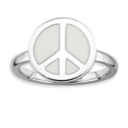 thumbnail image 1 of SS Stackable Expressions Polished White Enameled Peace Sign Ring Size 7, 1 of 3
