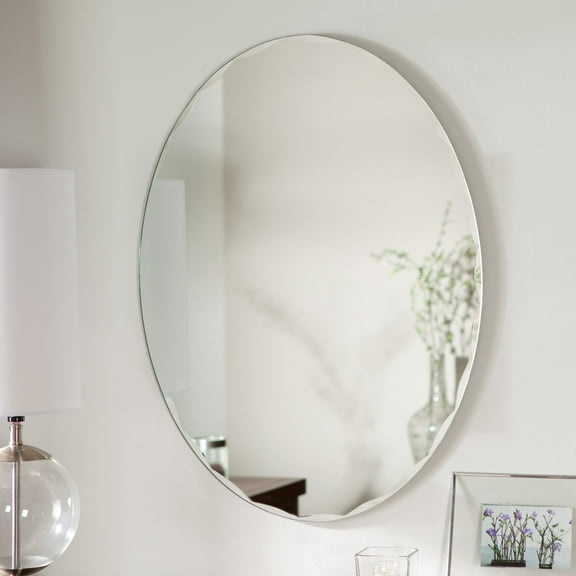Décor Wonderland Frameless Oval Scallop Beveled Mirror 23.6 inx31.5 in