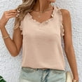 thumbnail image 2 of Annhoo Women's Tank Tops Ruffle Trim Sleeveless Shirts Summer V Neck Trendy Casual Solid Color Basic Tee, 2 of 3
