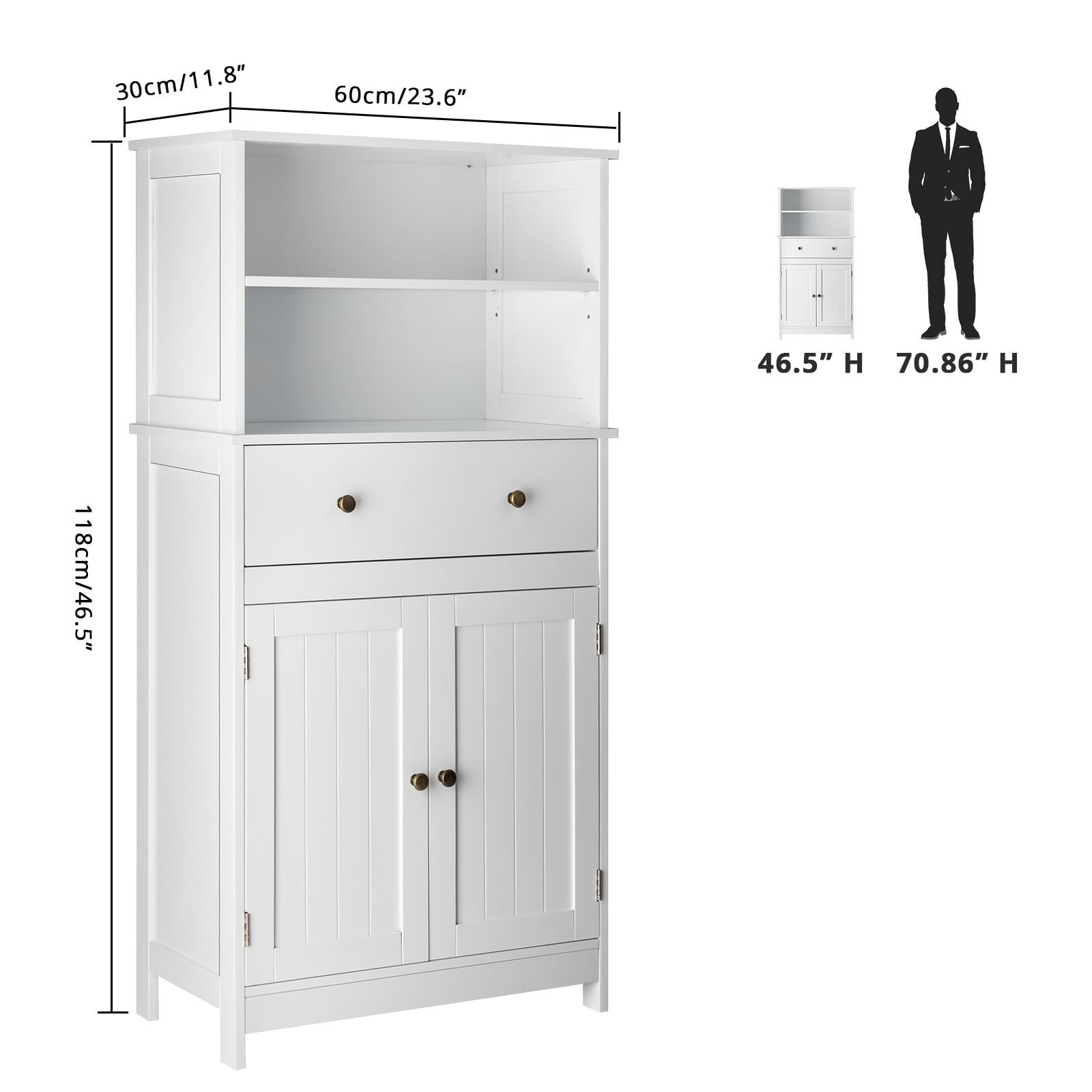 Ktaxon Freestanding Bathroom Floor Cabinet with Large Drawer, 2 Doors & Adjustable Shelves for Kitchen Living Room, White