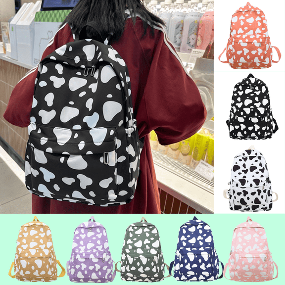 CuiLiyq Travel Backpack, Cute Cow Print Backpack for Women and Men, Lightweight Bookbag for Weekender Business Hiking (Black)