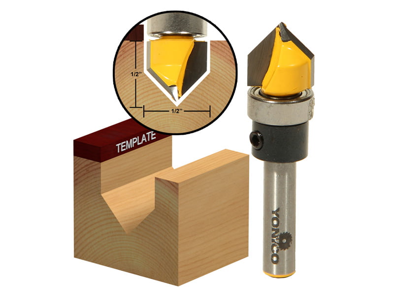 Yonico Router Bits V Groove 60 Degree X 3/4-Inch Diameter 1/4-Inch Shank 14995q 