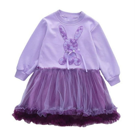 

TIREOW Kid s Comfortable Hoodies Girls Embroidered Bunny Tutu Dress Long Sleeve Dress Easter Rabbit Dresses for Easter Daily Wear Autumn and Winter Comfortable Fashionable Pullover