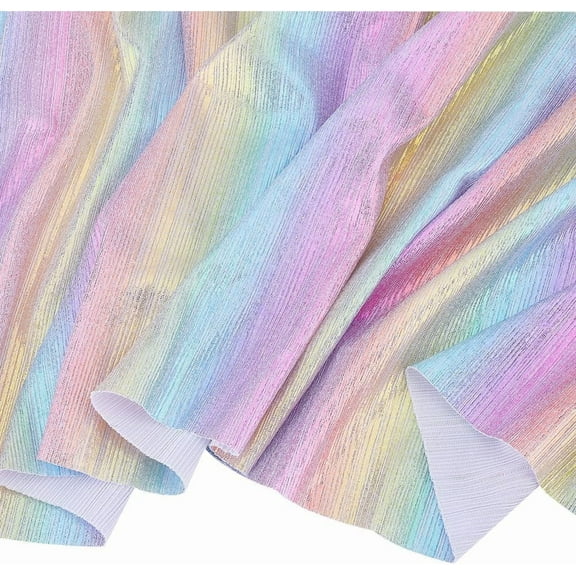 2 Yards Hologram Iridescent Fabric 60.6in Wide Rainbow Color 4-Way Stretch Polyester DIY Fabric for Sewing Decoration for diy