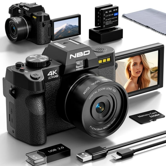 48MP Digital Camera for Photography, 4K Autofocus, WiFi & App Control,16X Zoom, Anti-Shake, 2 Batteries, 32GB Card