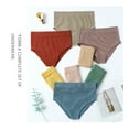 thumbnail image 4 of Sociala Women's Threaded Pure Cotton Plus Size Mid-Waisted Panties,4-Pack, 4 of 4