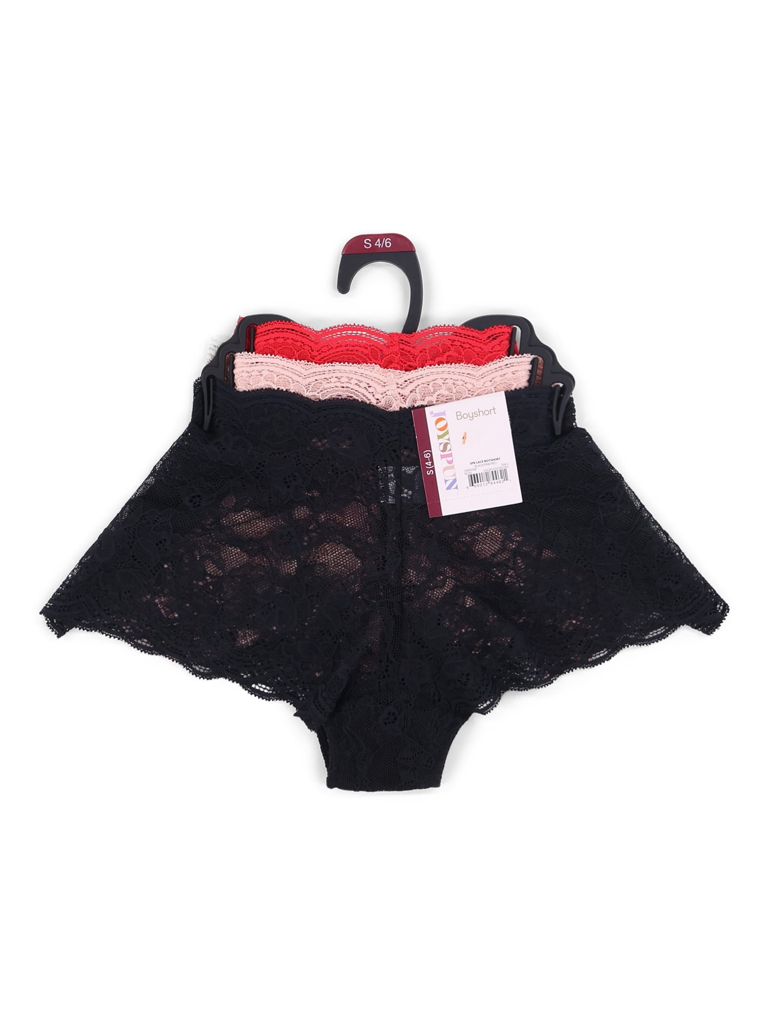 Joyspun Boyshorts with Scalloped Lace, 3-Pack, Sizes XS-3XL