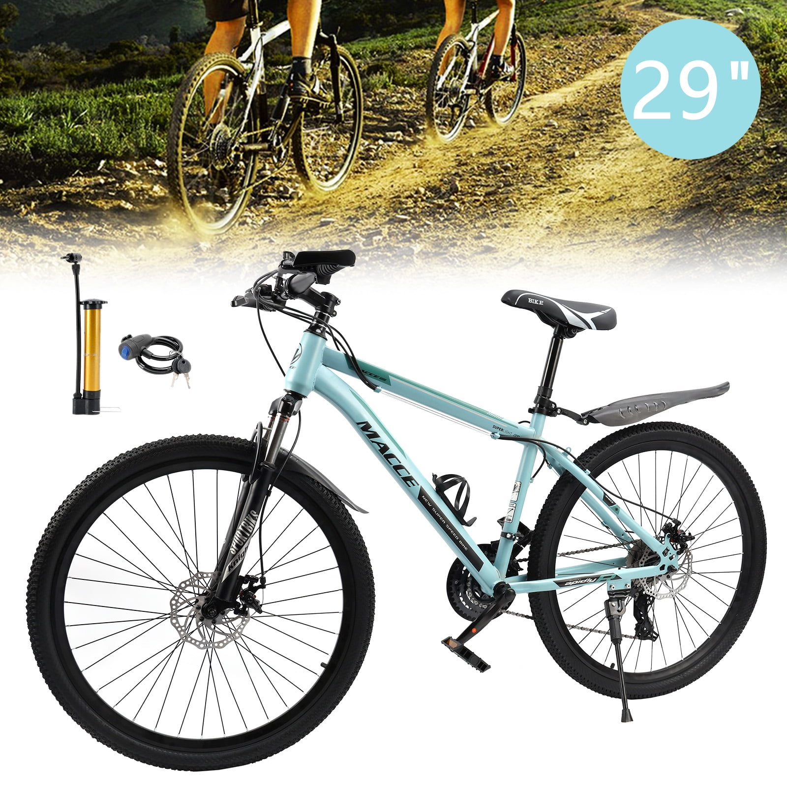 Mountain Bike for Adult, 29 Inch 21-Speed Front Suspension High-Carbon Steel MTB Bicycle, Dual Disc Brake Bikes for Men Women