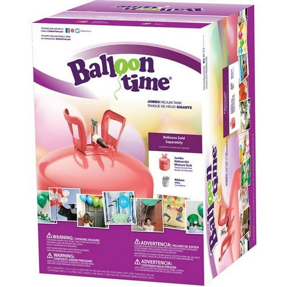 Balloon Time Jumbo Helium Tank, 14.9 Cu Ft Includes Ribbon (Balloons are Not Included)