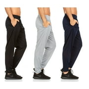 DARESAY Mens Closed Mesh Athletic Pants With Draw Cord And Pockets (Pack of 3)