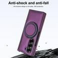 thumbnail image 5 of Compatible with Samsung Galaxy Z Fold 6 Phone Case,Built-in Screen Protector,360° Rotatable Ring Kickstand,Compatible with Mag-Safe,Anti-Scratch Leather Shockproof Rugged Phone Case,Darkpurple, 5 of 8