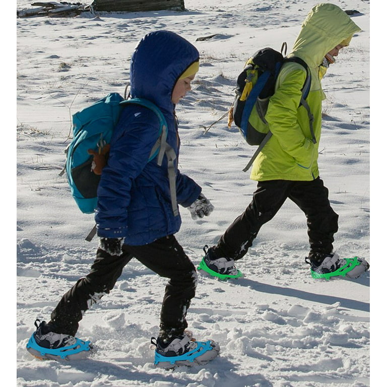 High Stream Gear Ice Cleats for Kids, with 14 Stainless Steel Spikes, for  Hiking or Just Walking to School (Green, Medium)