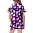 thumbnail image 5 of KPOPLK Girls Halloween Sleepwear Set 2-13Y 2Pcs Pumpkin Print Short Sleeve Button Down Shirt with Shorts Jammies,Size 10-11 Years, 5 of 5