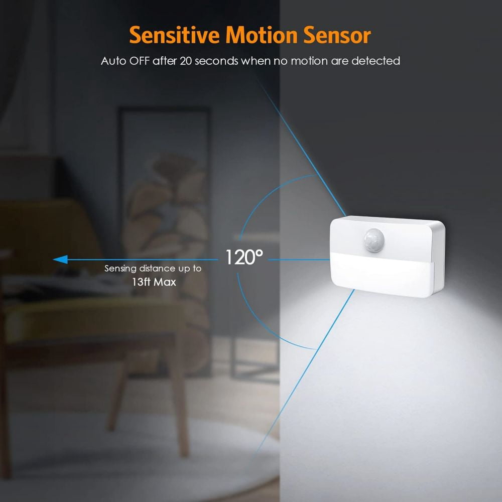 VIVIHEYDAY LED Night Light Lamp with Motion Sensor Dusk to Dawn Sensor Battery Operated Stair Lights, 1 Pack