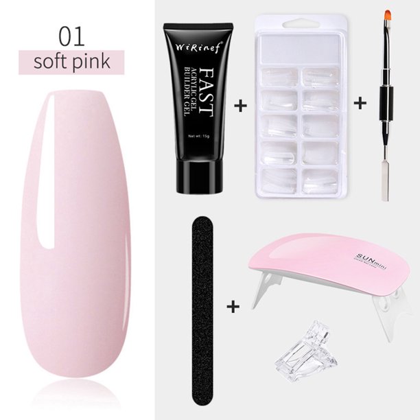Xihbxyly Kit de Extensión de Uñas, Juego Completo de Pegamento En Gel, Herramientas Profesionales para Manicura, Lámpara Uv Led Incluida, Fácil Aplicación, Ideal para Quienes Disfrutan Del Diseño de