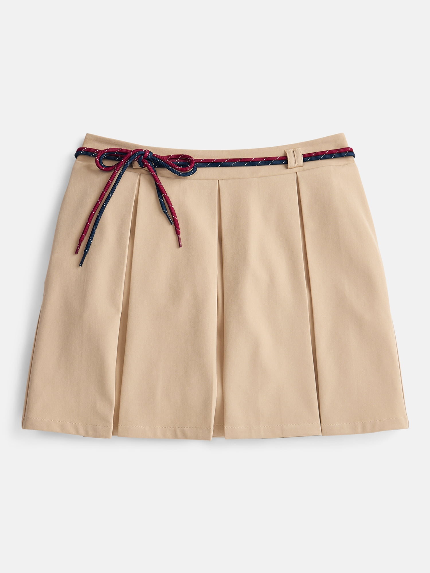 Weekend Academy Girls Pleated Skort with Shoe String Belt, Sizes 4-18
