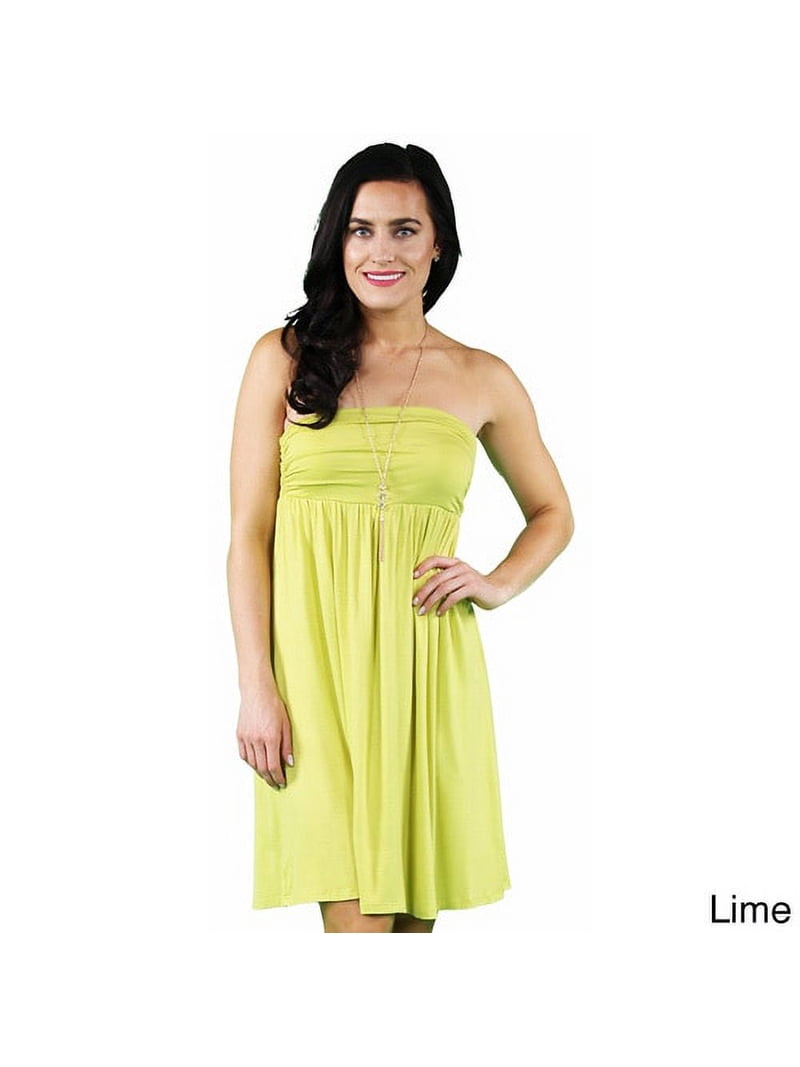 24/7 Comfort Apparel Women's Strapless Dress - Elegant Pleated Empire Waist  - Walmart.com