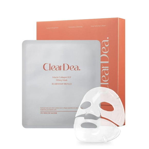 ClearDea Mucin Collagen EGF Fitting Mask â Collagen & EGF-Infused Hydrogel Mask for Deep Hydration, Firming, and Nourishing Skin, Non-Greasy, Korean Skincare, 5 Sheets