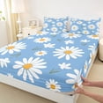 thumbnail image 3 of Homewish Vibrant Flower Twin Sheet Sets for Kid, Groovy Daisy Floral Twin Fitted Sheet, Kawaii Blue Cartoon Flat Sheet, Super Cozy Room Decor, 3pcs, 3 of 7