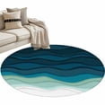 thumbnail image 2 of Teal Ocean Round Area Rug 4 FT, Non Slip Indoor Outdoor Rug, Coastal Sea Moire Waves Abstract Ombre Art Washable Soft Circular Carpet Non-Shedding Floor Mat for Coffee Table Nursery Foyer Balcony, 2 of 8