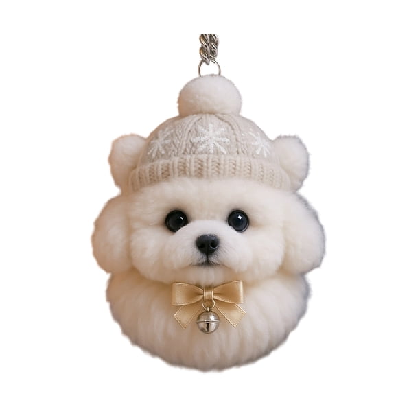 Adorno colgante de acrílico para gato de invierno, árbol de Navidad, gorro de punto, gatito, perro, conejo, erizo, adorno colgante de animal