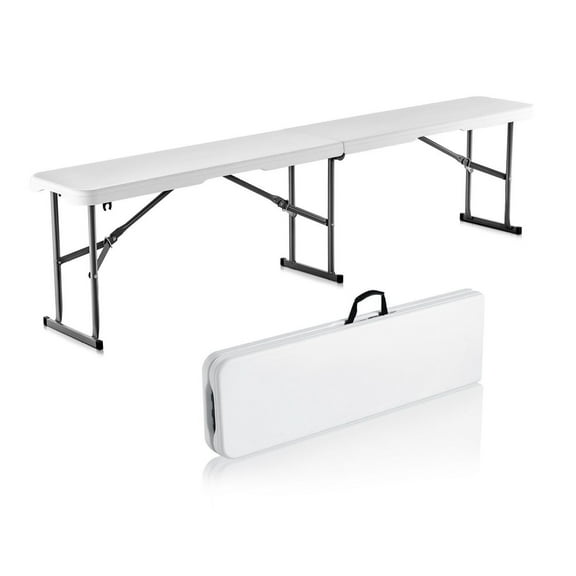 6FT Folding Bench - Portable Plastic Bench for Outdoor Events, Camping, Garden - Comfortable, Sturdy, Long Seating