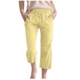thumbnail image 3 of Juslio Girls Pants Children Boys Girls Jogging Bottoms Sports Trousers Long Training Casual Sweat（Yellow Capris， 120）, 3 of 5