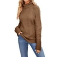 thumbnail image 3 of Sweaters for Women Turtleneck Cable Knit Sweater Plus Size Ribbed Long Sleeve Oversized Knitted Pullover Sweater Alsol Lamesa, 3 of 6