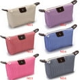 thumbnail image 2 of Women Girls Makeup Bags Stripe Purse Mini Zipper Pouch Dumpling Folding Waterproof Makeup Handbag, 2 of 9