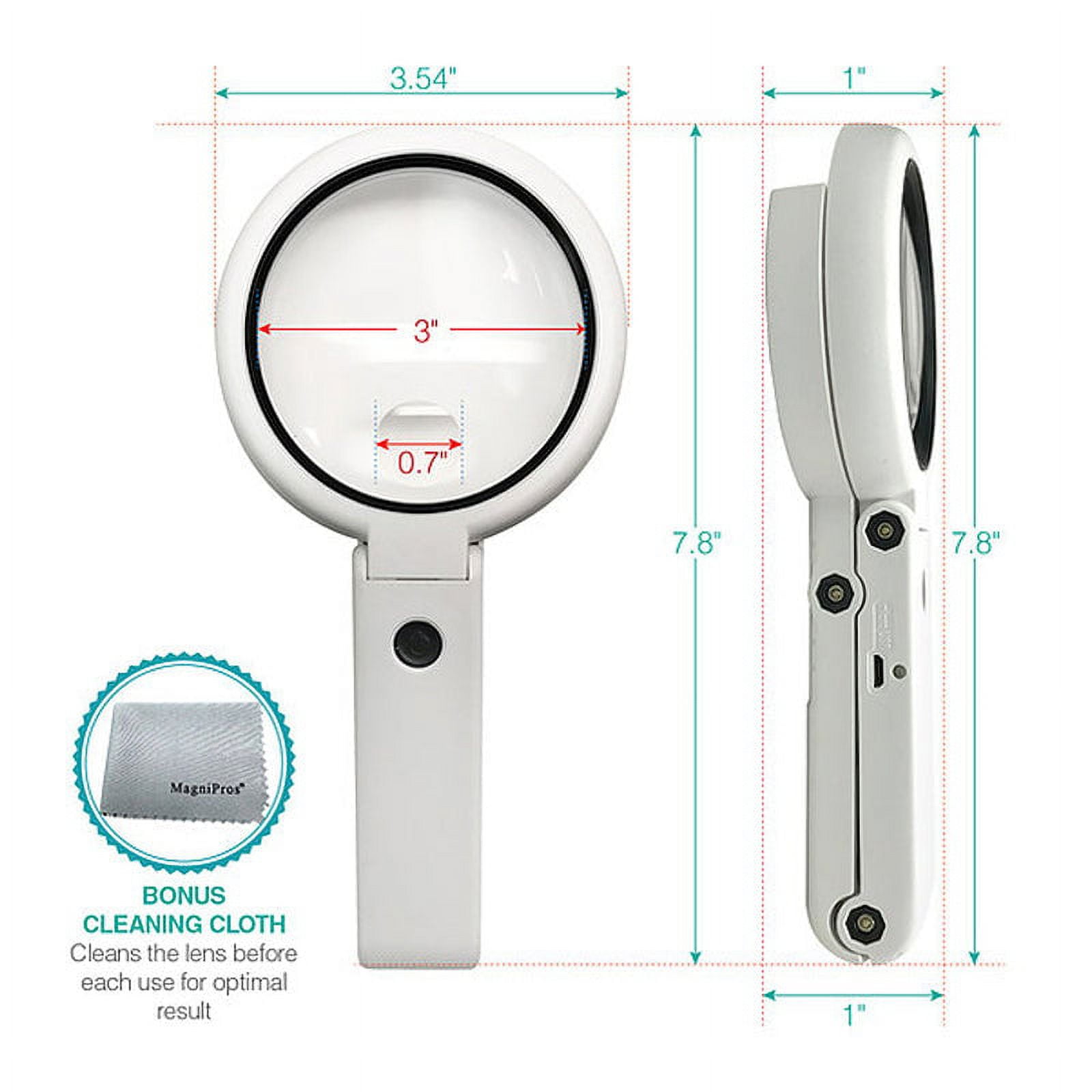 Magnifying Glass with Light and Stand 8X Real Glass Lens Magnifying Lamp  W5C9