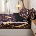 thumbnail image 5 of Homewish Retro Boho Flowers Zipper Full Size Comforter Sets with Fitted Sheet and 2 Pillowcases,Cute Cats Animal Zipper Bedding Set,Purple Cream,Black Reversible,4pcs, 5 of 8