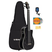 Kala UBASS-JYMN-BK-FS Black Journeyman Mahogany Acoustic-Electric U-Bass Bundle with Gig Bag, Tuner, Austin Bazaar Instructional DVD, and Polishing Cloth