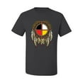 thumbnail image 2 of Wild Bobby, Medicine Wheel Dreamcatcher Native American Pop Culture Men's Graphic T-Shirt, Charcoal, Medium, 2 of 3