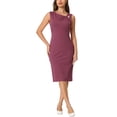 thumbnail image 2 of INSPIRE CHIC Women's Sleeveless Sheath Dress Asymmetrical Ruched Neck Wear to Work Pencil Dresses XL Dark Pink, 2 of 6