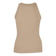 thumbnail image 4 of Mohiass Womens Sleeveless Racerback High Neck Casual Basic Cotton Ribbed Fitted Tank Top Khaki XL, 4 of 6