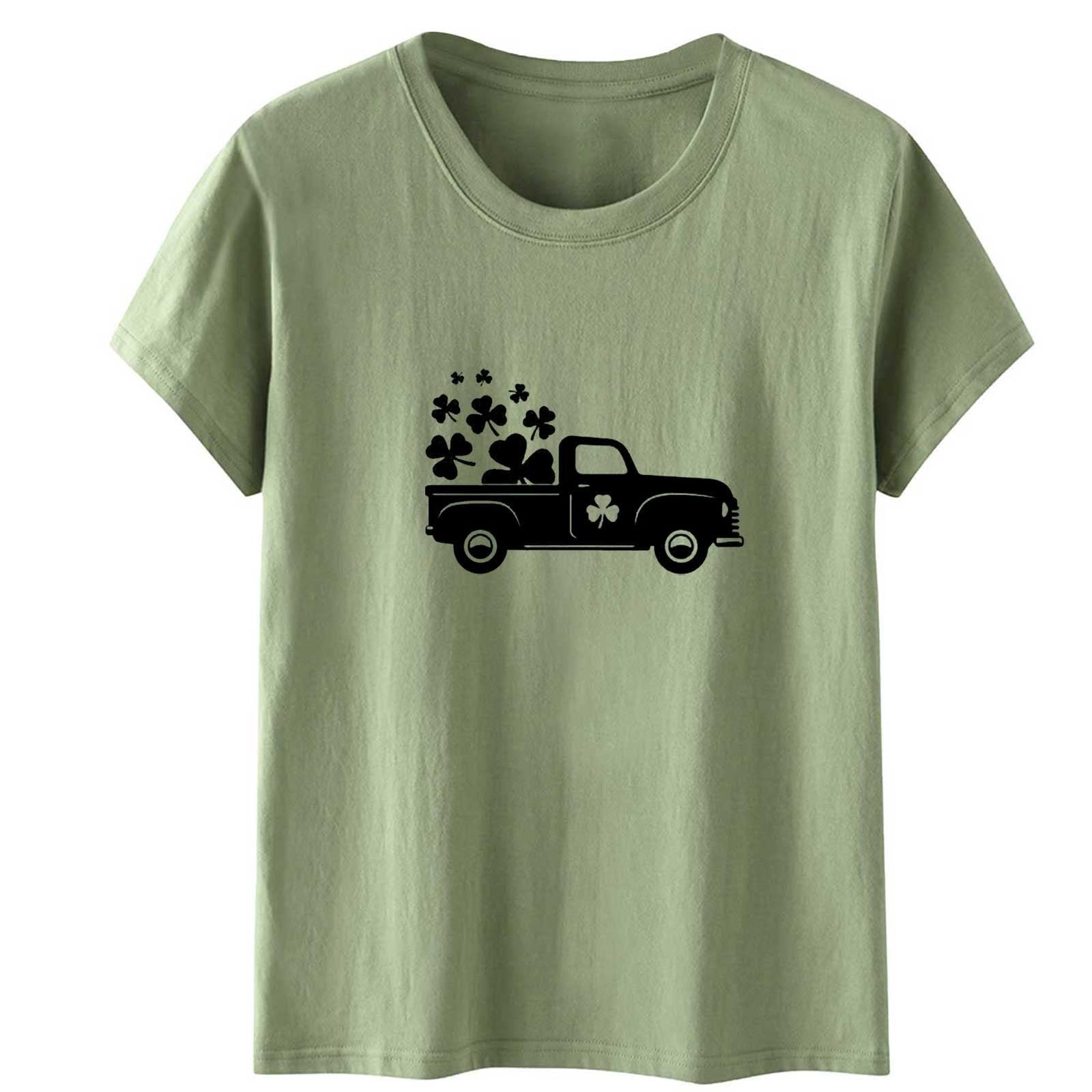 QIPOPIQ T-Shirts à Manches Courtes pour Femmes à Col Rond T-Shirts de la Saint-Patrick Hauts Shamrock T-Shirt Chemise Verte Tunique T-Shirts de la Saint-Patrick Tee T-Shirt T-Shirts de Noël pour les Fêtes T-Shirts Graphiques Aubaines