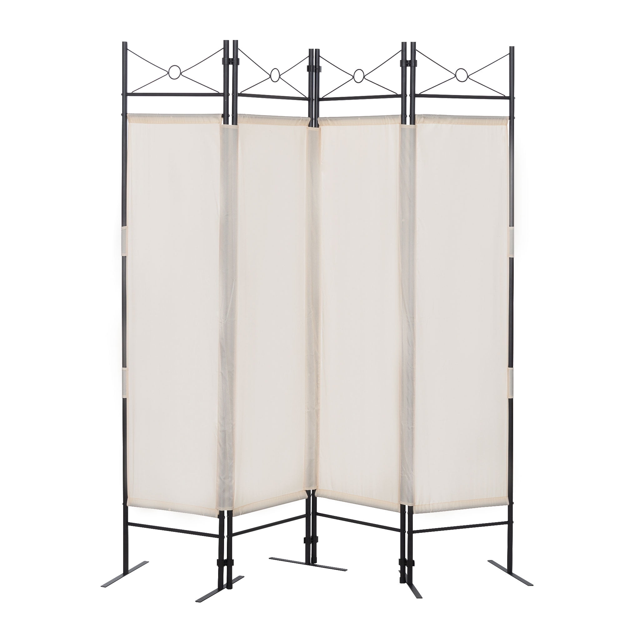 Kadyn 4 Panel Partition Room Separators Black, Folding Indoor Divider for Home, Office Room Divider for Living Room, Beige