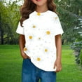 thumbnail image 2 of FAHXNVB Girls Short Sleeve T-Shirts Crewneck Chrysanthemum Print Soft Cotton Kids Casual Tees Tops Summer Fashion Breathable Shirts 3-14 Years, 2 of 8