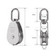 thumbnail image 2 of M50 Single Pulley Snatch Block Lifting Crane Heavy Duty Swivel Hook 304 Stainless Steel, 3/8In Rope, 800 Lbs Load (2PCS), 2 of 6