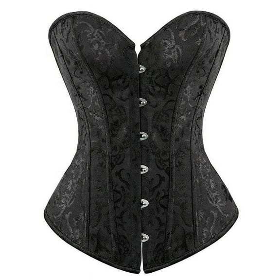 Corset Brocade Fabric Formal Corset with Spiral Boning Support Bustier Evening Wear Bustier Black S