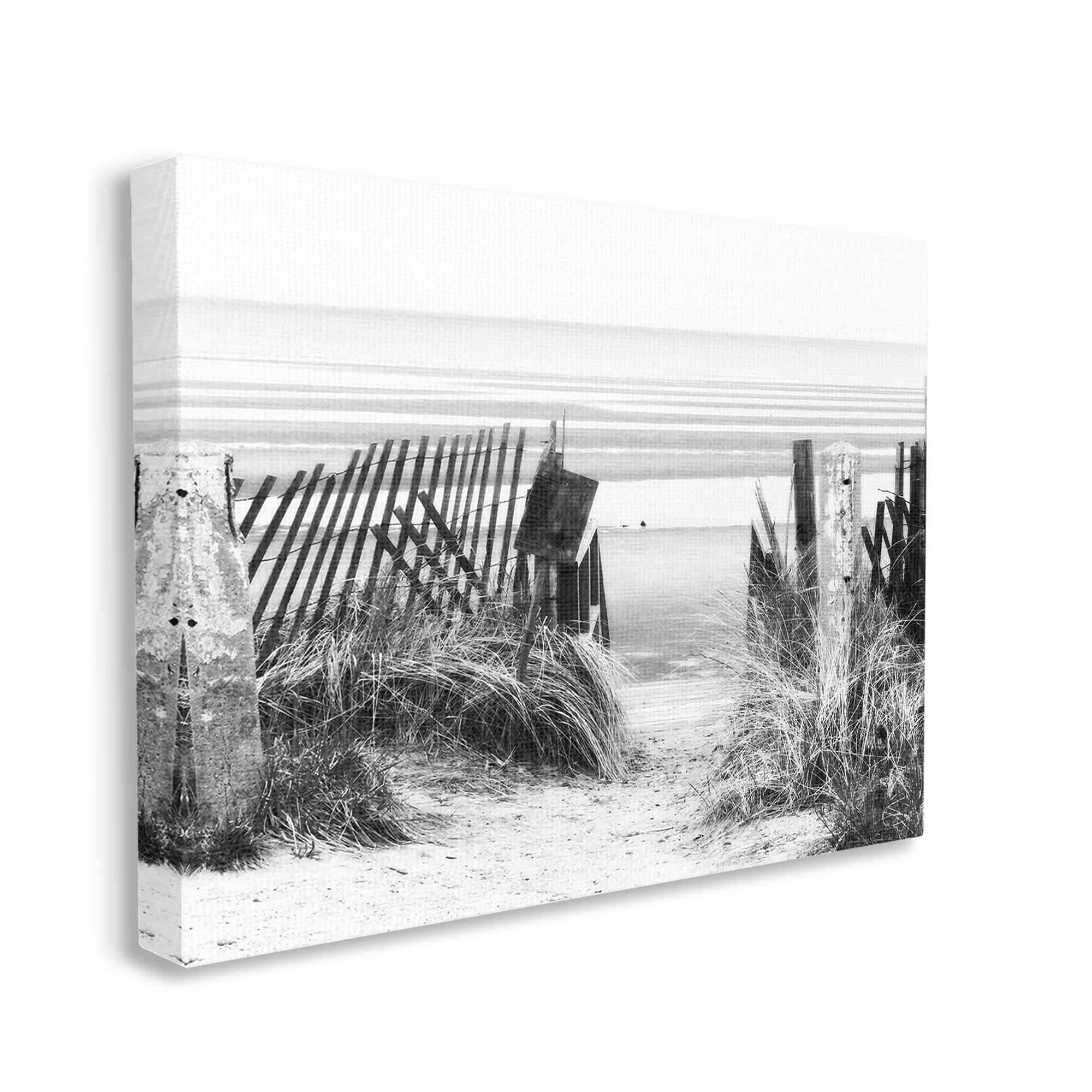 Stupell Industries Fenced Beach Path Landscape Photography Gallery Wrapped Canvas Art Print Wall Art, 40 x 30