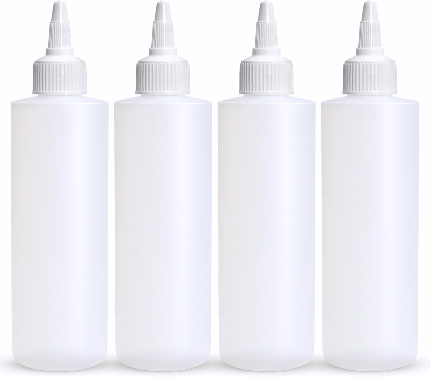 BRIGHTFROM Condiment Squeeze Bottles, 4 OZ Empty Squirt Bottle with Twist Top Cap, Leak Proof - Great for Ketchup, Mustard, Syrup, Sauces, Dressing, Oil, Arts and Crafts, BPA FREE Plastic - 4 PACK