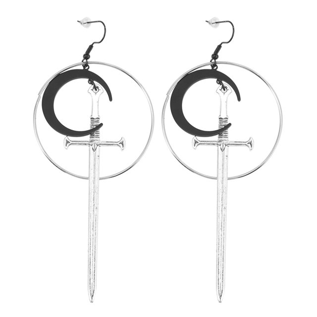 1 par de pendientes cruzados de luna pendientes colgantes de pendientes góticos de chicas pendientes góticos