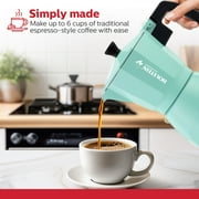 Holstein Housewares 6-Cup Aluminum Espresso Maker-Greca, Mint - Great Tasting Traditional Espresso Coffee in Minutes