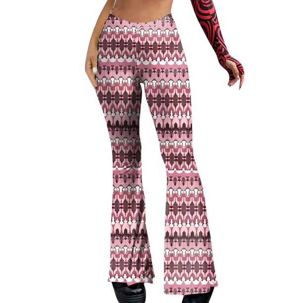 Gibobby Yoga leggings Pantalones de pierna ancha de baile ajustados para mujer, pantalones de cintura alta informales con parte inferior de campana,(Rosa,M)