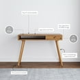 thumbnail image 3 of Nathan James Parker Modern Home Office Desk in Walnut Wood with Open Storage Cubby and Small Drawer, Walnut, 3 of 9