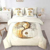 Erosebridal Vintage Yin Yang Bedding Twin Size, Life Tree Bedding Sets Twin Size, Chinese Style Decor, Reversible 7pcs
