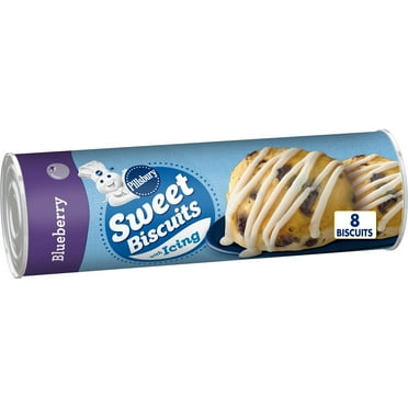 Pillsbury Blueberry Sweet Refrigerated Biscuits with Icing, 8 Ct, 12.4 oz